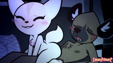 Escena en el sofá donde Fenneko disfruta del sexo con Haida
